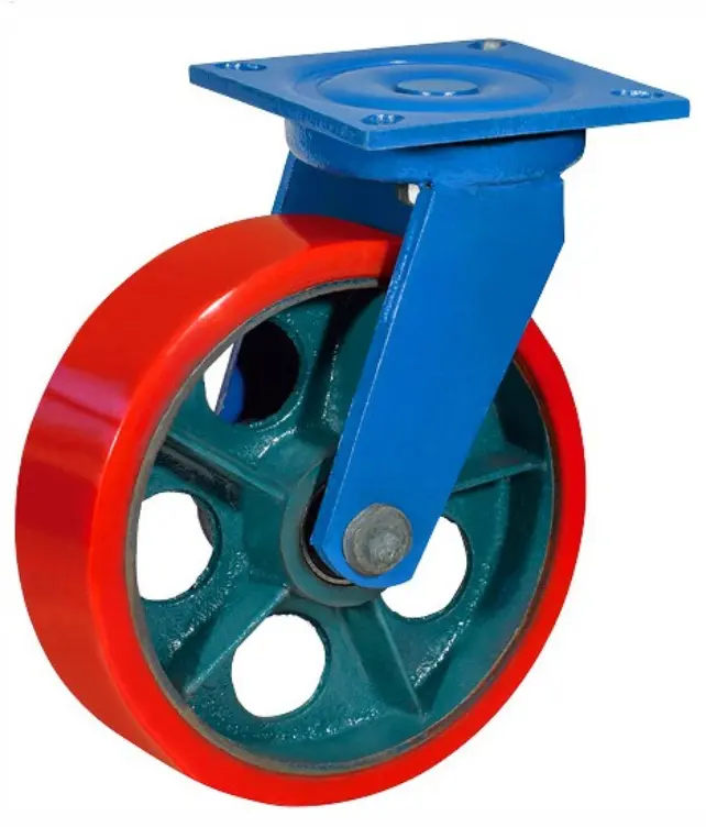 SHpo80 - Сверхбольшегрузное полиуретановое колесо 200 мм, 900 кг (площадка, поворотн., шарикоподш.)