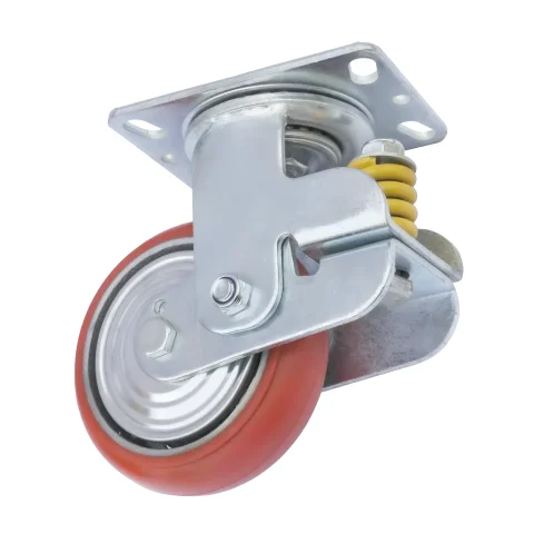 SSLp 63 - Подпружиненное большегрузное полиуретановое колесо 150 мм (поворот., площадка, шарикоподш.)