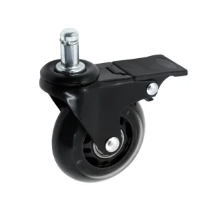 45065Thb - Мебельное силиконовое колесо 64 мм (штыревое крепл, тормоз, дв. шарик, мягкий полиуретан)